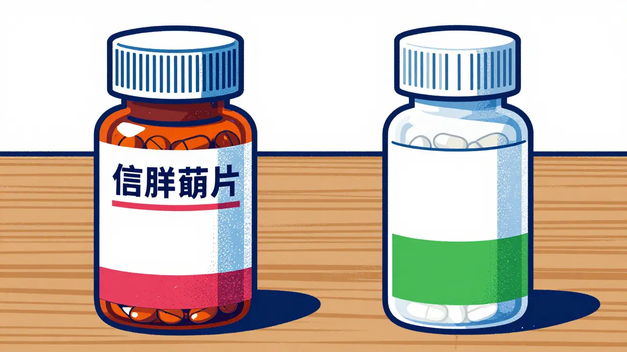 Brand name vs generic pill bottles showing same contents