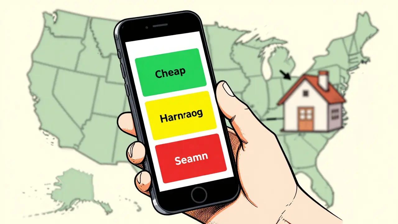 Hand holding phone comparing online pharmacy options