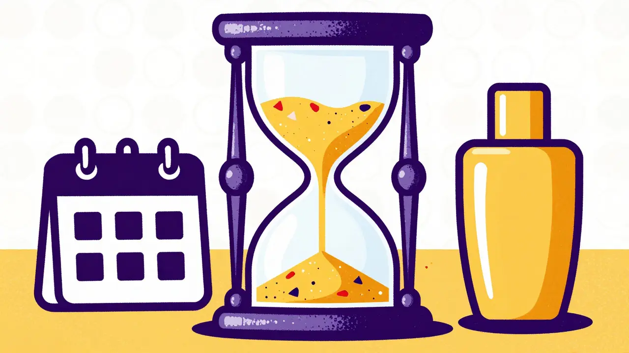 Illustrated hourglass symbolizing skincare patience