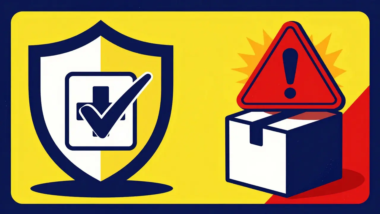 Illustration comparing safe verified pharmacy delivery to risky unverified sources