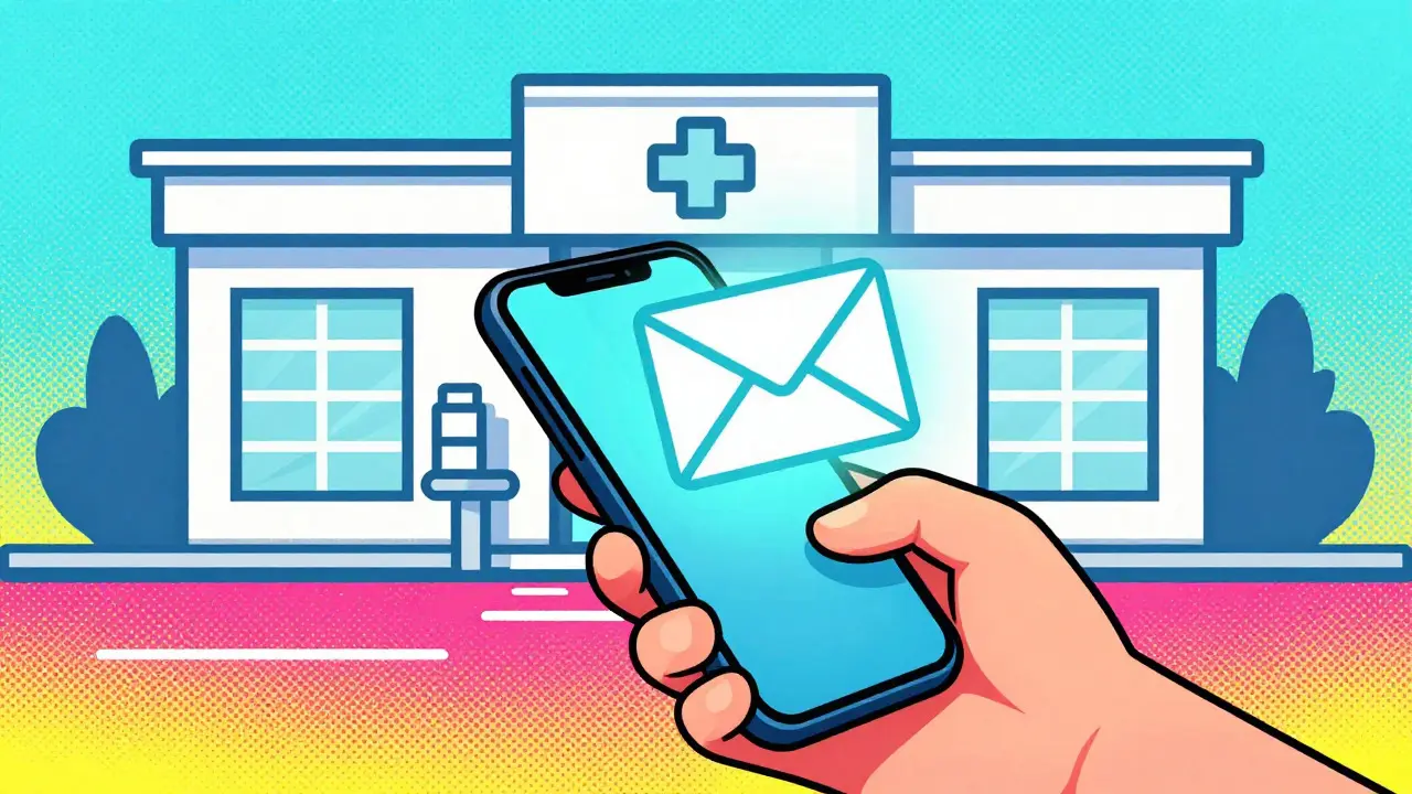 Digital prescription sent from phone to pharmacy in screenprint art