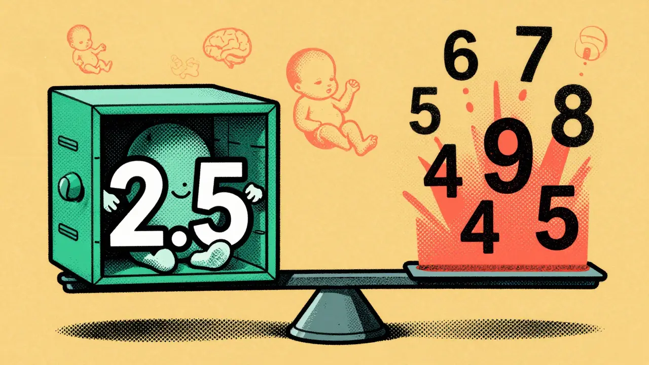 Graphic illustration showing TSH target level of 2.5 for pregnancy